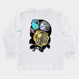 Colourful Roses Kids Long Sleeve T-Shirt
